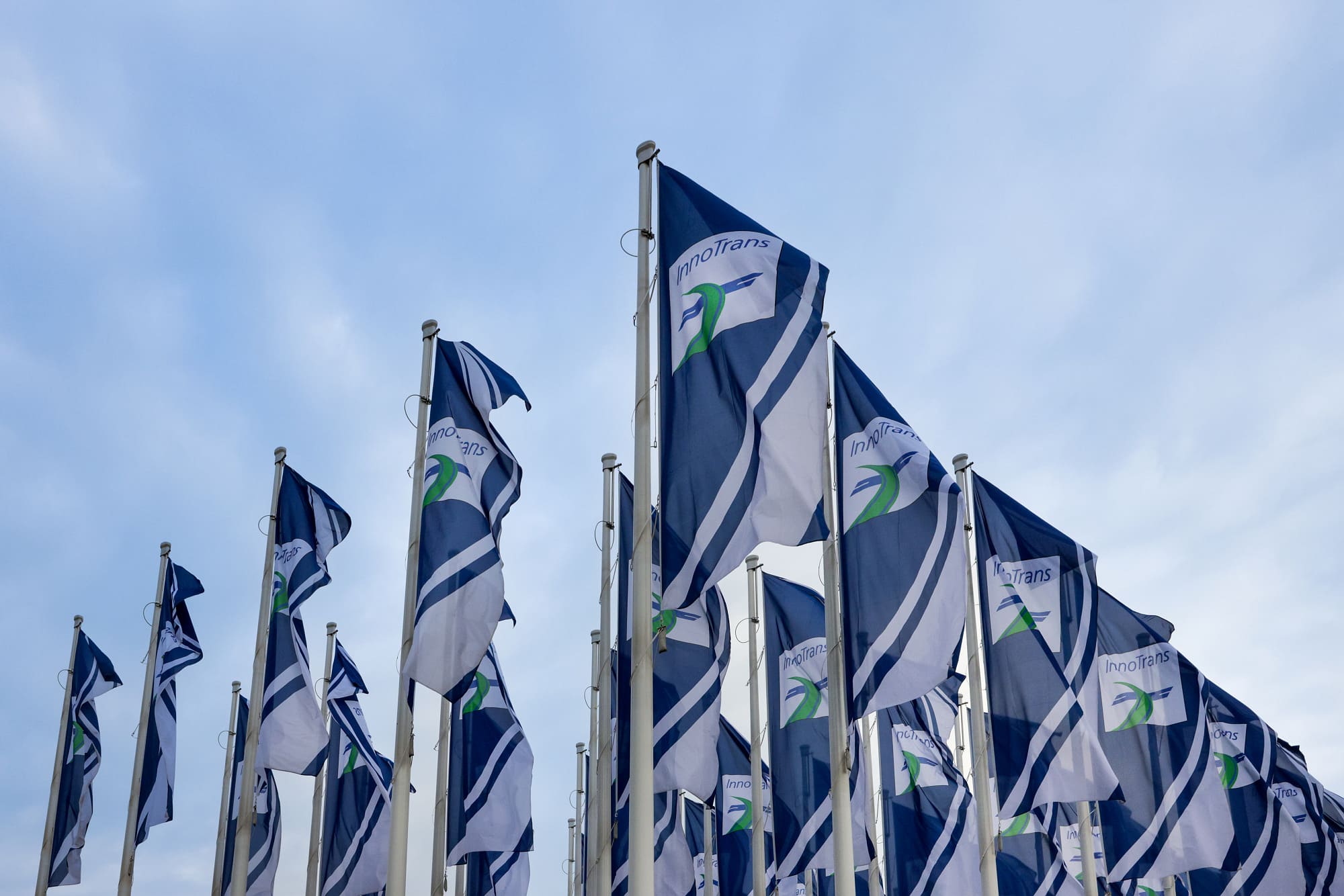 Flags displaying Innotrans logo.